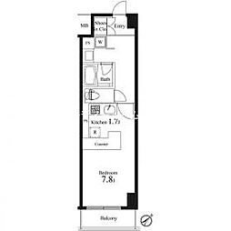 プライマル小石川 1階ワンルームの間取り