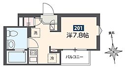 MELDIA新御徒町 2階ワンルームの間取り