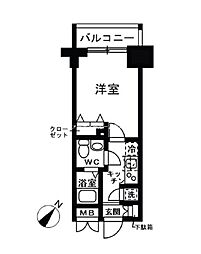 レジディア日本橋人形町II 4階1Kの間取り