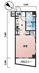 トーシンフェニックス日本橋浜町壱番館 7階ワンルームの間取り