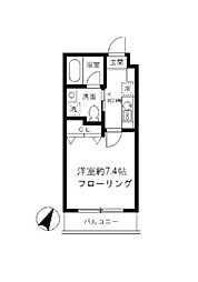 グランアセット月島 2階1Kの間取り
