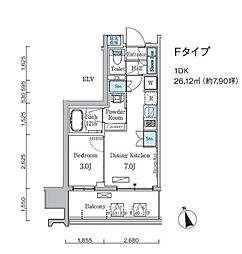 プライマル中央MINATO 6階1DKの間取り