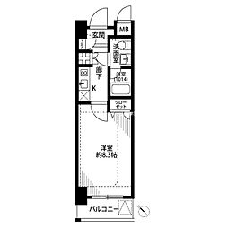 プレール・ドゥーク東京EASTIII 9階1Kの間取り