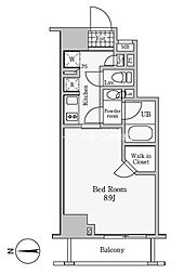 レジディア御茶ノ水III 2階1Kの間取り