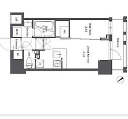 コンフォリア台東根岸 3階1DKの間取り