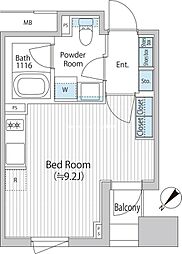 バウスフラッツ日本橋浜町 7階ワンルームの間取り