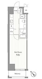 ジョイシティ蔵前 9階1Kの間取り