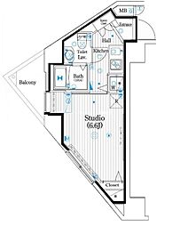 ガーラ・シティ王子 ワンルームの間取図画像