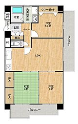 スカイハイツ新大江 3LDKの間取図画像