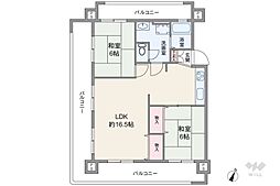 青砥ｍｙコーポ 2LDKの間取り