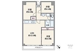 東武西新井駅東口サンライトマンションB 3LDKの間取図画像