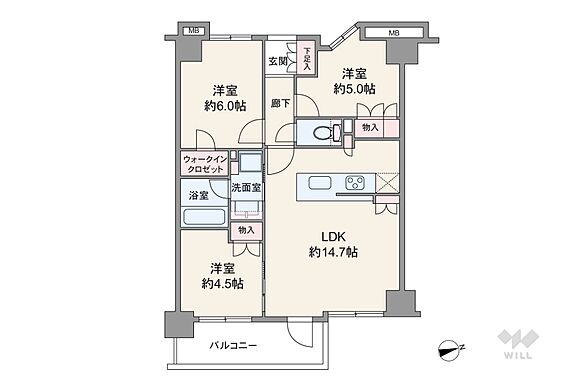 間取りは専有面...