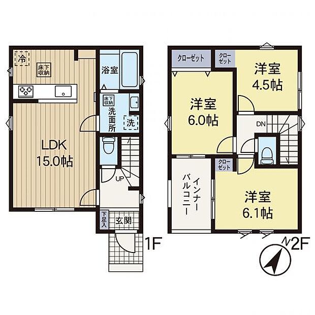 【間取図】住空間の構成が一目で分かる間取図です。各部屋のつながりを確認でき、住まい選びの参考になります。