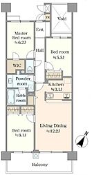 ゼファー所沢ペップスパーク 3LDKの間取図画像