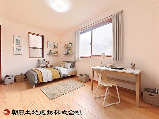 【居室】子供部屋に適した洋室です。プライベート空間を確保でき、学習や休息に集中しやすい環境です。(家具等はCG加工です)