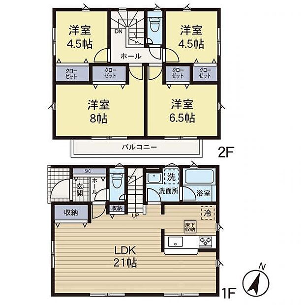 【間取図】住空間の構成が一目で分かる間取図です。各部屋のつながりを確認でき、住まい選びの参考になります。
