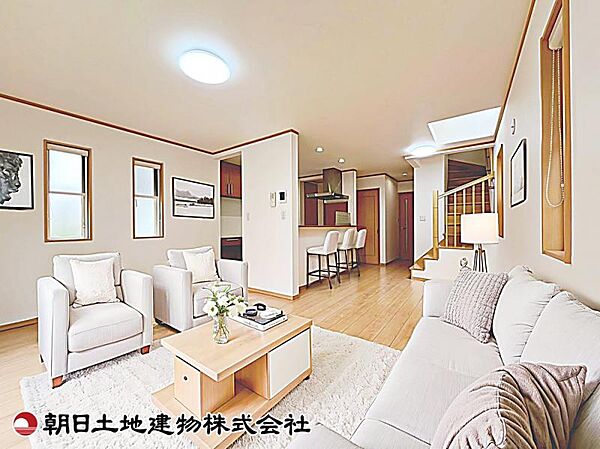 【リビング】18帖確保されたリビング空間です。家具を配置した際の広さや動線が分かりやすく、購入後の参考になります。（家具等はCG加工です）