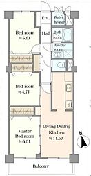 ライオンズマンション武蔵藤沢 3LDKの間取図画像