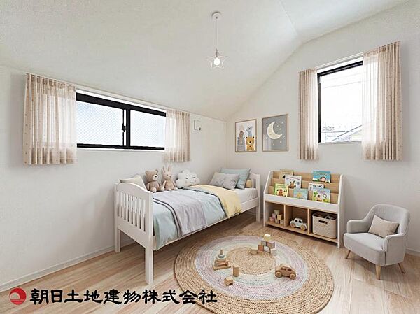【居室】子供部屋に適した洋室です。プライベート空間を確保でき、学習や休息に集中しやすい環境です。（家具等はCG加工です）