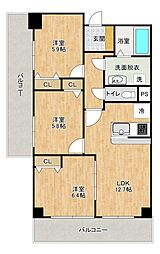 サンライフ根岸 3LDKの間取図画像