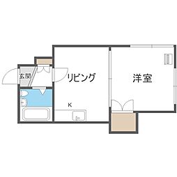 ノースコート白石 4階1DKの間取り