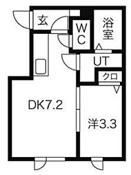 エルドラード平岸 2階1DKの間取り