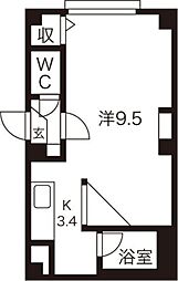 アルコン　平岸3・4 1階1Kの間取り