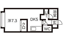 レステ月寒 4階1DKの間取り