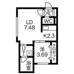 アクア美園 1階1LDKの間取り