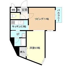 コーポげんじ菊水 4階1LDKの間取り