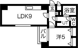 ベルヴィコート豊平IV 2階1LDKの間取り