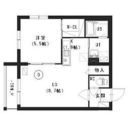 ル・ファール行啓通 2階1LDKの間取り