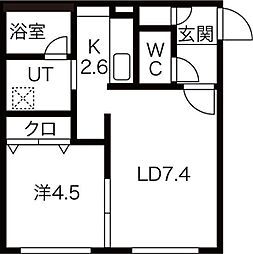 Lux Maison平岸(ラクスメゾンヒラギシ) 3階1LDKの間取り