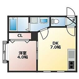 Long Wood　(ロングウッド) 2階1DKの間取り