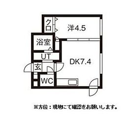 グランドサクセス東札幌 2階1DKの間取り