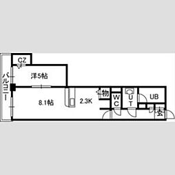 PRIME　URBAN札幌　RIVER　FRONT 21階1LDKの間取り