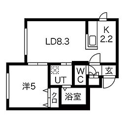 BIRTH 1階1LDKの間取り