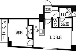 シャトレ東札幌 3階1LDKの間取り