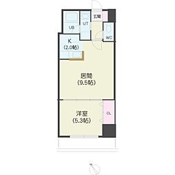 パークヒルズ白石 8階1LDKの間取り