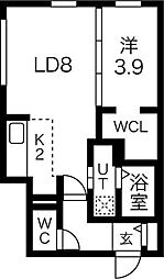 montanaSAKAEDORI(モンタナサカエドオリ） 2階1LDKの間取り