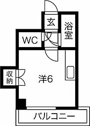 ノースグラントハイツ 3階ワンルームの間取り
