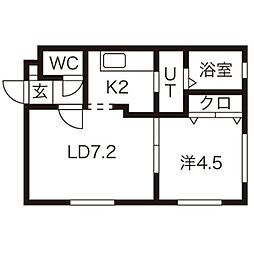 シンセリティ栄通 3階1LDKの間取り