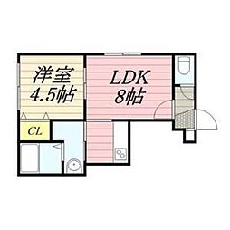 ヒールコート 2階1LDKの間取り