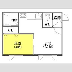 モニカヴェルテ 2階1DKの間取り