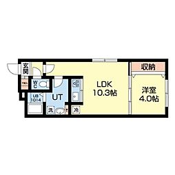 カサヴェルデ幌平橋 4階1LDKの間取り