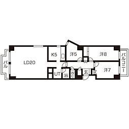 サンピア中島公園 7階3LDKの間取り