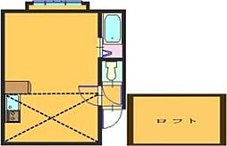 サンハイツ平岸 2階ワンルームの間取り