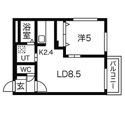 ラフェリア豊平公園 3階1LDKの間取り