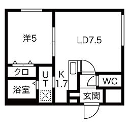 グランピース美園 1階1LDKの間取り