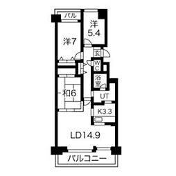 リーベンデール月寒中央 3階3LDKの間取り